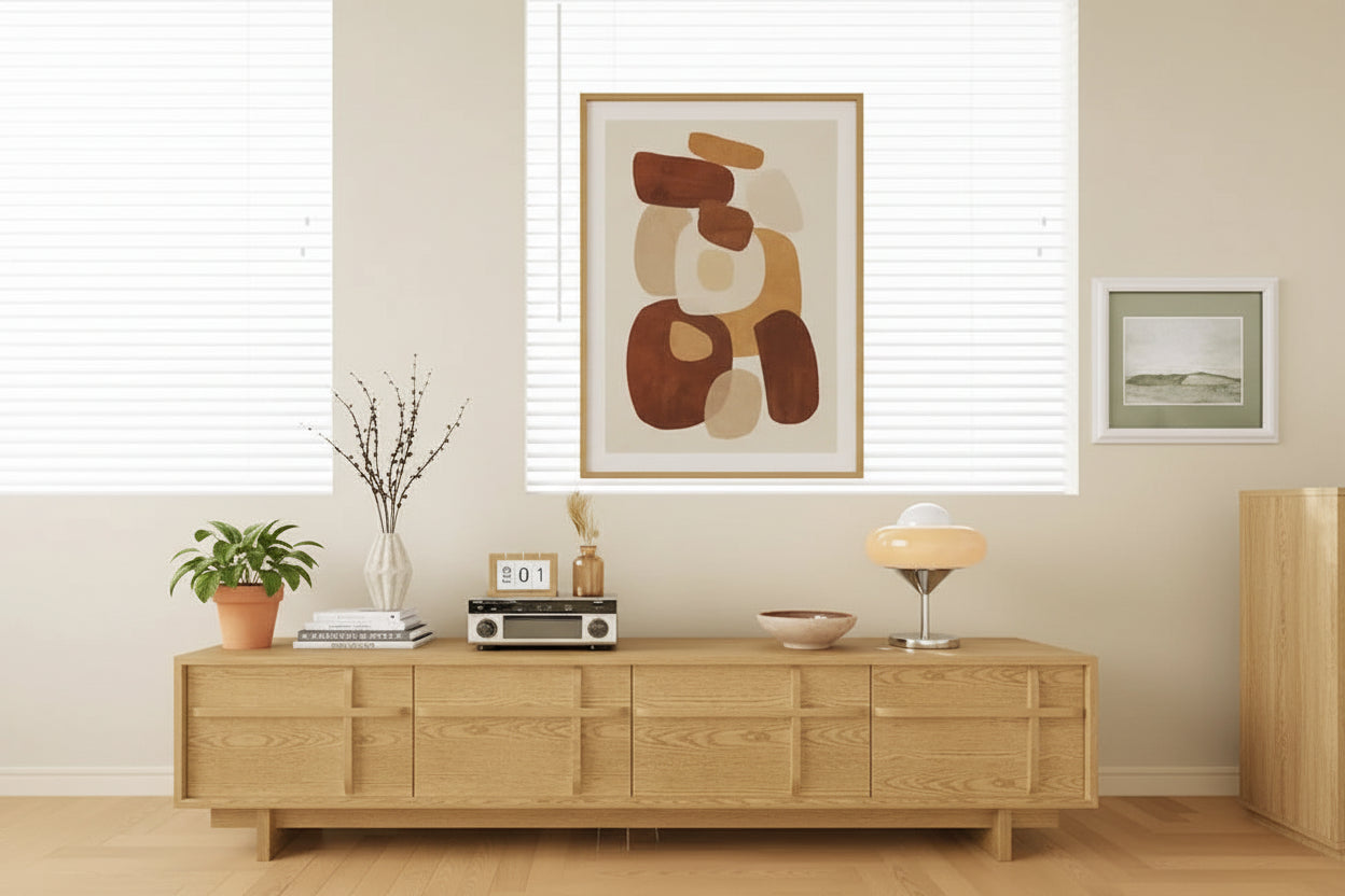 78.74 Modern TV Stands,Natural Wood Texture,Media Console With 4 Cabinets, Solid Wood Veneer,Fully Assembled - 78.87