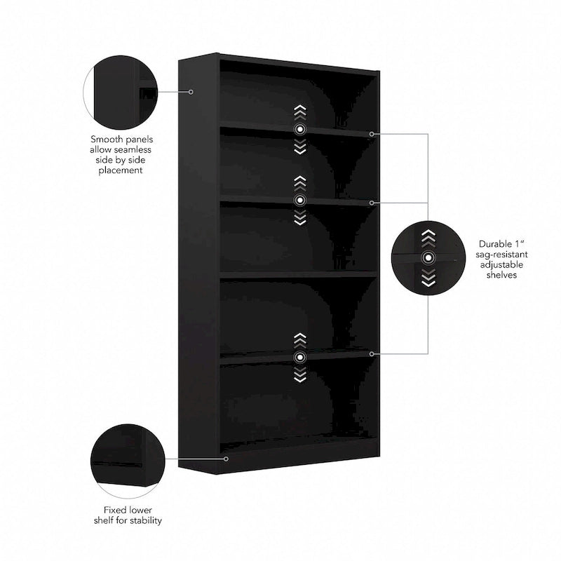 Universal Tall 5 Shelf Bookcase Storage by Bush Furniture