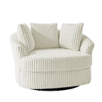DREAMSIDEA 2 Set Recessed Arm Slipcovered Swivel Barrel Chair