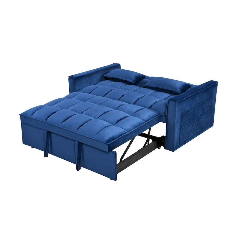 Modern Velvet Futon Loveseat with Reclining Backrest & Pockets, Seats 2 鈥?Dark Gray / Light Gray / Blue / Black