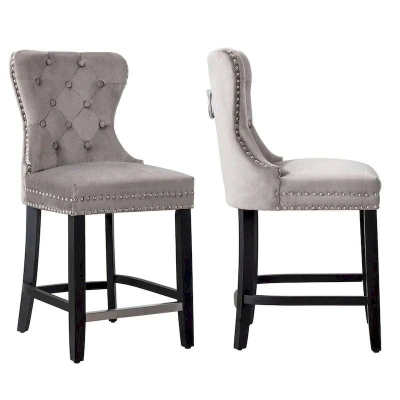 Carter 24 Wingback Tufted Nailhead Counter Stool (Set of 2)