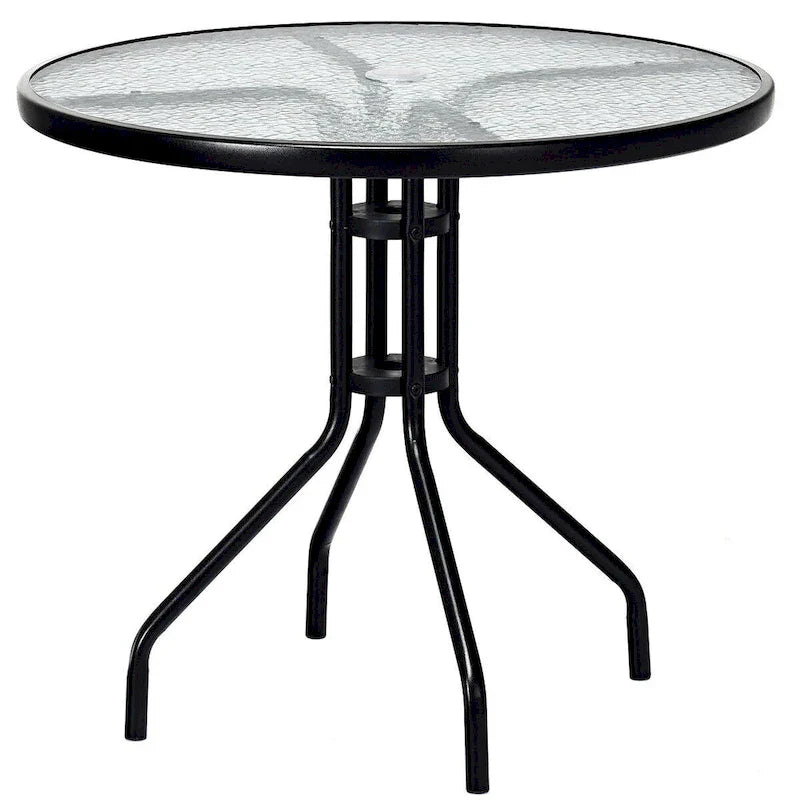 Costway 32 Outdoor Patio Round Table Tempered Glass Top