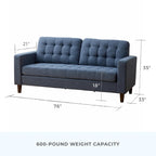 Brookside Brynn 76-in. Square-arm Faux Leather/Velvet/Fabric Sofa
