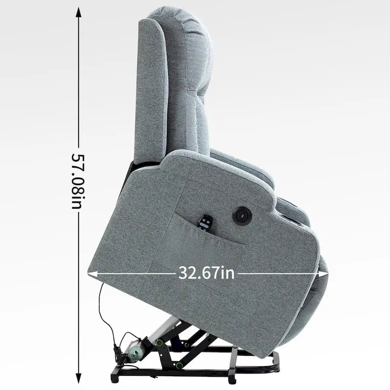 Lazy Boy Power Lift Recliner Chair, Modern Single Motor Massage Sofa Chair with Lumbar Heating, USB Charging Port, Cup Holders