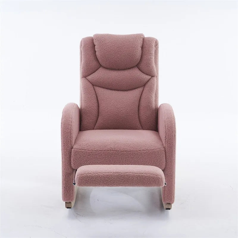 Ergonomic Fabric Nursery Rocking Chair With Adjustable Footrest