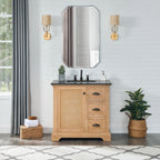 Hervas Bath Vanity with Natural Marble Top without Mirror
