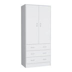 19  Modern Double-door Armoire with 3 Drawers and 1 Hanging Rod for Bedroom