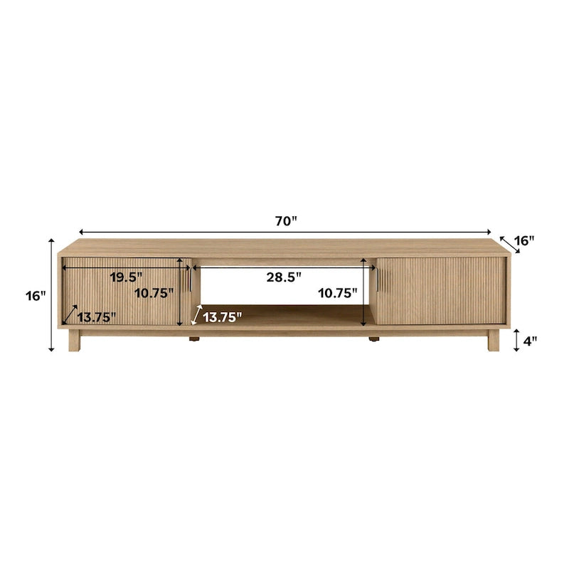 Middlebrook Designs Modern 70-inch Fluted-Door TV Stand