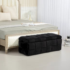 Velvet Upholstered Fabric Storage Ottoman with Safety Hinge, No assembly required
