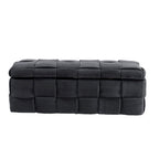 Velvet Upholstered Fabric Storage Ottoman with Safety Hinge, No assembly required