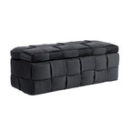 Velvet Upholstered Fabric Storage Ottoman with Safety Hinge, No assembly required