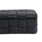 Velvet Upholstered Fabric Storage Ottoman with Safety Hinge, No assembly required