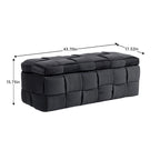 Velvet Upholstered Fabric Storage Ottoman with Safety Hinge, No assembly required