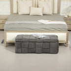 Velvet Upholstered Fabric Storage Ottoman with Safety Hinge, No assembly required
