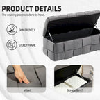 Velvet Upholstered Fabric Storage Ottoman with Safety Hinge, No assembly required