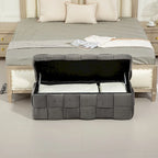 Velvet Upholstered Fabric Storage Ottoman with Safety Hinge, No assembly required