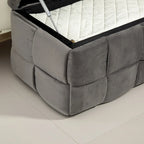 Velvet Upholstered Fabric Storage Ottoman with Safety Hinge, No assembly required