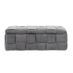 Velvet Upholstered Fabric Storage Ottoman with Safety Hinge, No assembly required
