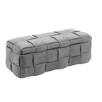 Velvet Upholstered Fabric Storage Ottoman with Safety Hinge, No assembly required