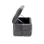 Velvet Upholstered Fabric Storage Ottoman with Safety Hinge, No assembly required