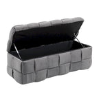 Velvet Upholstered Fabric Storage Ottoman with Safety Hinge, No assembly required