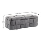 Velvet Upholstered Fabric Storage Ottoman with Safety Hinge, No assembly required