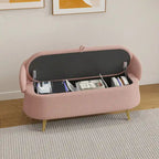 Teddy Fabric Storage Bench with Metal Legs, Multi-Functional Rectangular Storage Sofa Stool