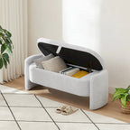 3D Lamb Fleece Fabric Storage Bench with Arc-shaped Sides
