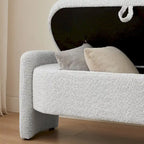 3D Lamb Fleece Fabric Storage Bench with Arc-shaped Sides