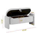 3D Lamb Fleece Fabric Storage Bench with Arc-shaped Sides