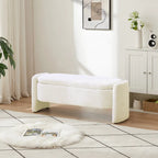 3D Lamb Fleece Fabric Storage Bench with Arc-shaped Sides
