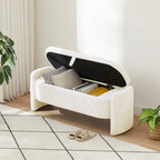 3D Lamb Fleece Fabric Storage Bench with Arc-shaped Sides