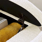 3D Lamb Fleece Fabric Storage Bench with Arc-shaped Sides