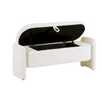 3D Lamb Fleece Fabric Storage Bench with Arc-shaped Sides