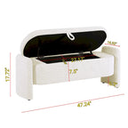 3D Lamb Fleece Fabric Storage Bench with Arc-shaped Sides