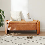 3D Lamb Fleece Fabric Storage Bench with Arc-shaped Sides