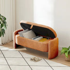 3D Lamb Fleece Fabric Storage Bench with Arc-shaped Sides