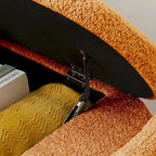 3D Lamb Fleece Fabric Storage Bench with Arc-shaped Sides