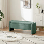 3D Lamb Fleece Fabric Storage Bench with Arc-shaped Sides