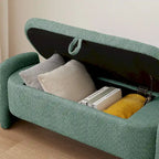 3D Lamb Fleece Fabric Storage Bench with Arc-shaped Sides