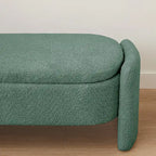 3D Lamb Fleece Fabric Storage Bench with Arc-shaped Sides
