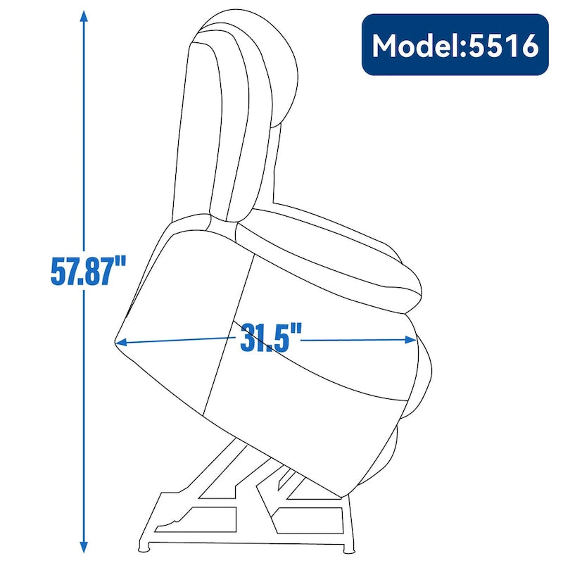 Dual Motor Infinite Position Up to 350 LBS Electric Medium size Genuine Leather Brown Power Lift Recliner Chair
