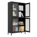 Classic Metal Storage Cabinet Display Cabinet with 4 Glass Doors 4 Shelves Cabinet Bookcase Side Cabinet
