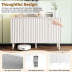 Minimalist Shoe Cabinet with 5 Solid Wood Legs and Fluted Doors