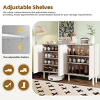 Minimalist Shoe Cabinet with 5 Solid Wood Legs and Fluted Doors