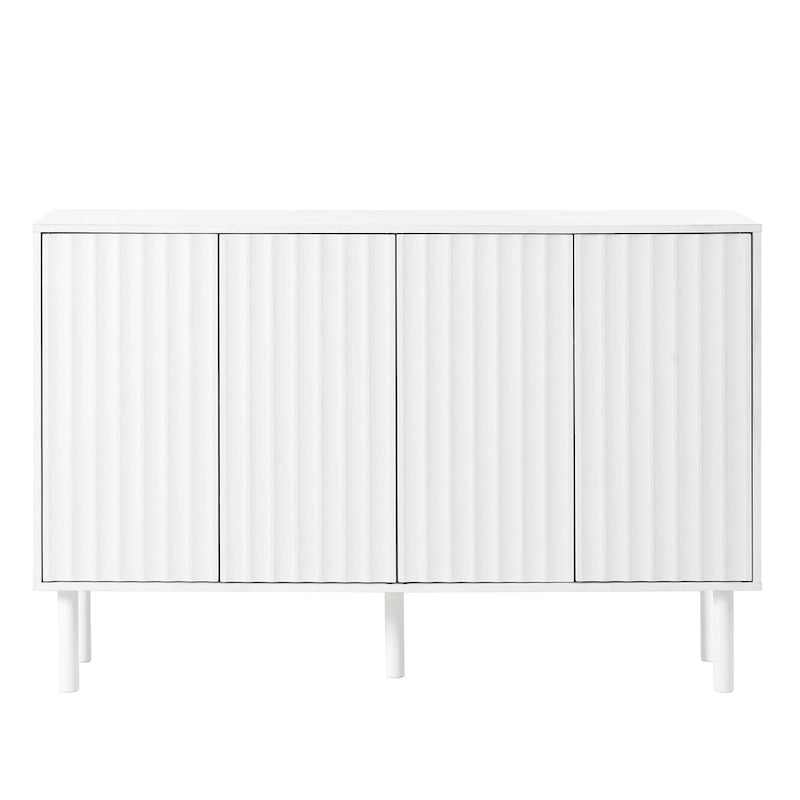 Minimalist Shoe Cabinet with 5 Solid Wood Legs and Fluted Doors