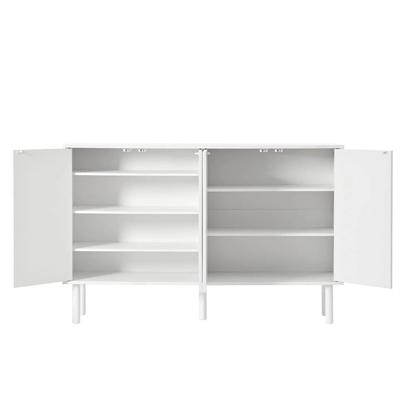 Minimalist Shoe Cabinet with 5 Solid Wood Legs and Fluted Doors