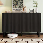 Minimalist Shoe Cabinet with 5 Solid Wood Legs and Fluted Doors