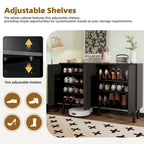 Minimalist Shoe Cabinet with 5 Solid Wood Legs and Fluted Doors