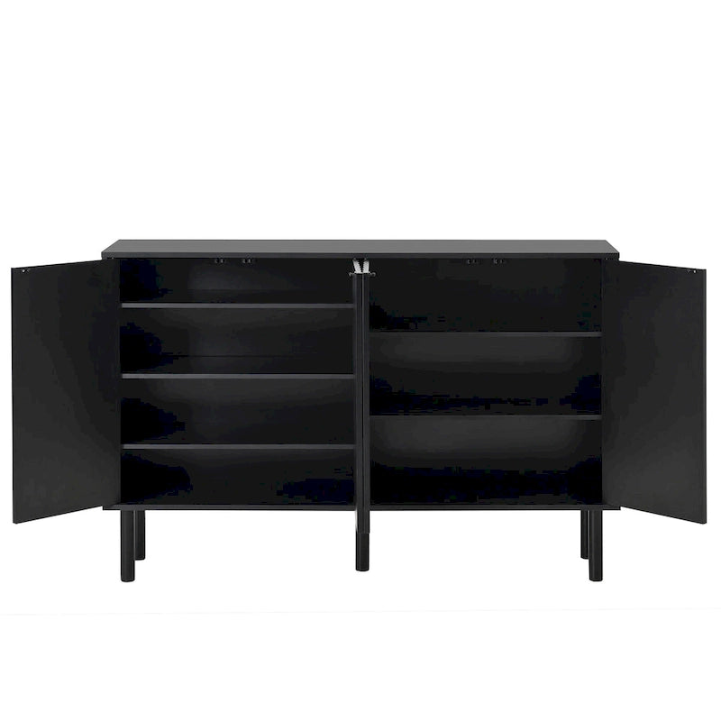 Minimalist Shoe Cabinet with 5 Solid Wood Legs and Fluted Doors
